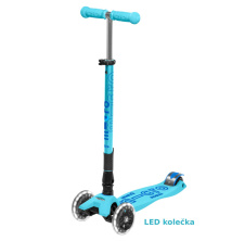 Micro Maxi DeLuxe Bright blue LED skládací koloběžka