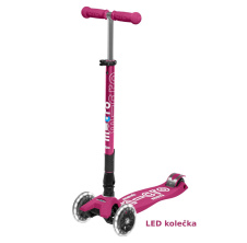 Micro Maxi DeLuxe Berry red LED skládací koloběžka